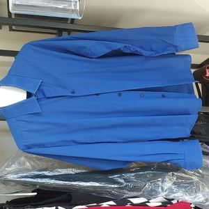 Express Blue Stretch Cotton Collared Shirt